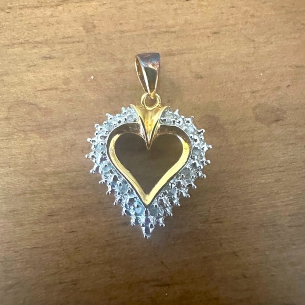 Gold Plated Heart Pendant with faux Diamonds